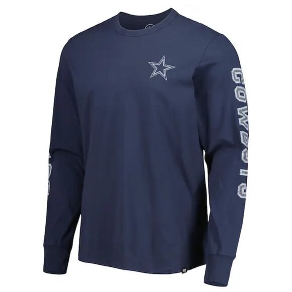 NWT '47 Dallas Cowboys Long Sleeve T-Shirt Navy Logo Size L Unisex - Picture 1 of 5